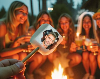 Camp Bachelorette Party Favors | Personalized Grooms Face Marshmallows | Camping theme Bach Party (12 pcs)