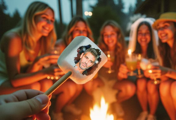 Camp Bachelorette Party Favors | Personalized Grooms Face Marshmallows | Camping theme Bach Party (12 pcs)