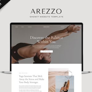 Minimal Showit Website Template for Yoga Instructors and Coaches, Elegant Aesthetic Website Template, Full Showit Website 7 Pages + Blog