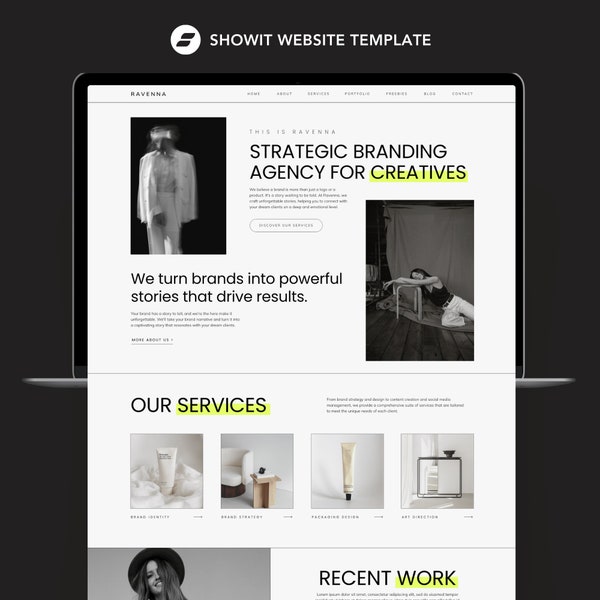 Modèle de site Web Showit pour les entreprises créatives, les designers et les coachs, modèle de site Web créatif moderne, site Web Showit avec 5 pages + blog