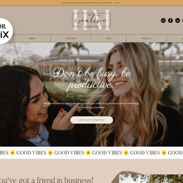 Wix Website Template - Business Coaching, Creative Modern Wix Template, Virtual Assistant Website, Website for Content Creator with Services