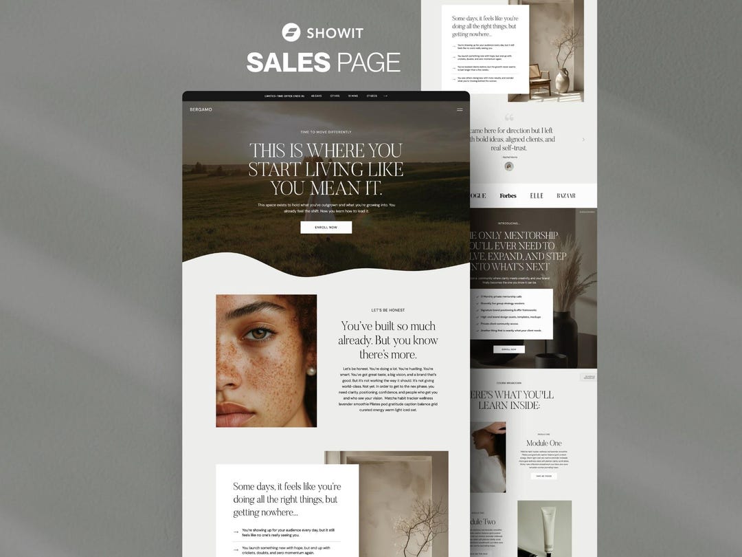 Showit Sales Page Template, Elegant Showit Sales Page for Coaches