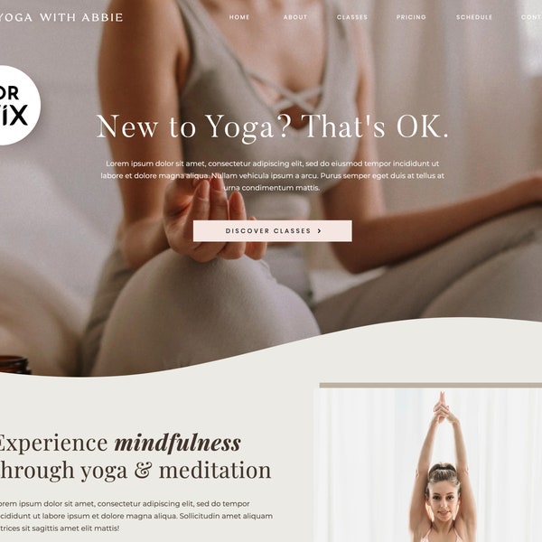 Plantilla de sitio web de Wix: entrenador de estudio de yoga, instructor de fitness, plantilla de Wix moderna, diseño de sitio web minimalista para servicios de yoga o coaching