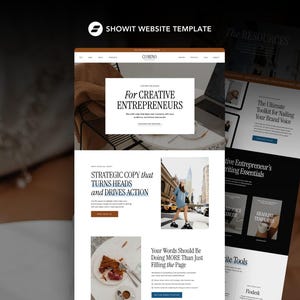 Showit Website for Copywriters and Creative Businesses, Unique Editorial Showit Website Template for Modern Businesses and Coaches | Comino
