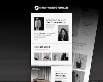 Premium Showit Website Template for Coaches, Designers, Bold, Modern Showit Template with 20 Pages + Blog, Luxury, Minimal Clean Showit Site