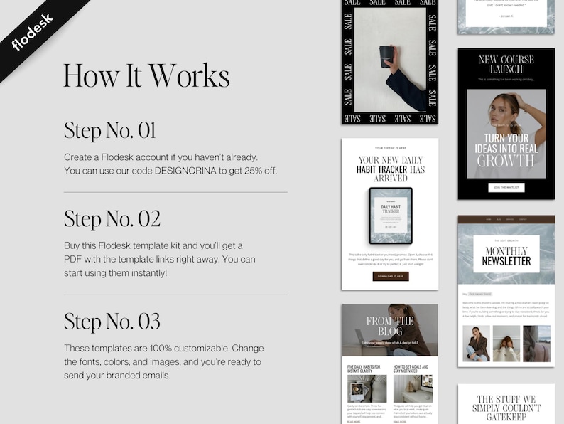 Newsletter Design Using Flodesk Flodesk Email Newsletter Templates, Modern, Luxury, Customizable ...