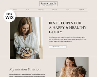 Wix Website Template - Life Coach, Nutritionist Template, Healthy Living Coach Website, Modern Minimalist Design with Services and Shop Page