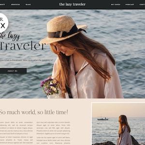 Wix Website Template - Travel Blogger, Coach, Services Wix Template, Creative Website Design with Services and Podcast Page