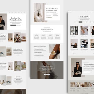 Minimalist, Elegant, Aesthetic Showit website template with more than 10 pages, including services page, single service page, portfolio and blog pages.
