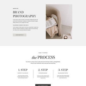 May include: Website design with the text "LECCE" at the top. The page features sections on brand strategy, one-day design, and brand photography. A woman is holding a phone. The site offers a signature branding pack.
