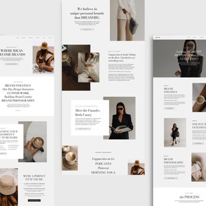Showit website template with about page, services page, portfolio page, blog pages and many more pages. Optimized for all screen sizes.
