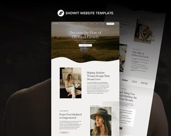 Showit Website Template for Coaches, Therapists, and Educators. Elegant, Modern, Minimal Showit Template with Podcast and Coaching Services