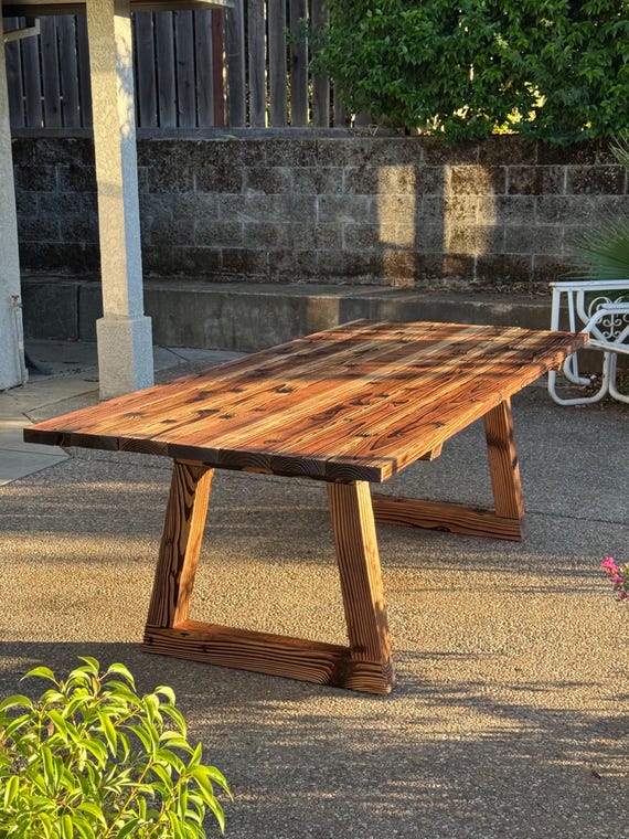 LIGHT Burn Finish Outdoor Dining Table With Customizable Legs Add on Features and Sizing Options. by Feast Tables Etsy