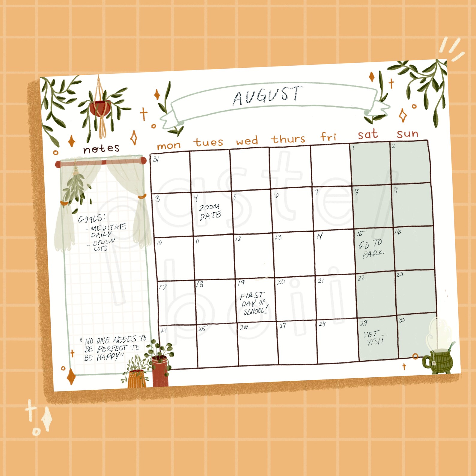 Cottagecore Calendar Printable Cottage Core Planner Etsy