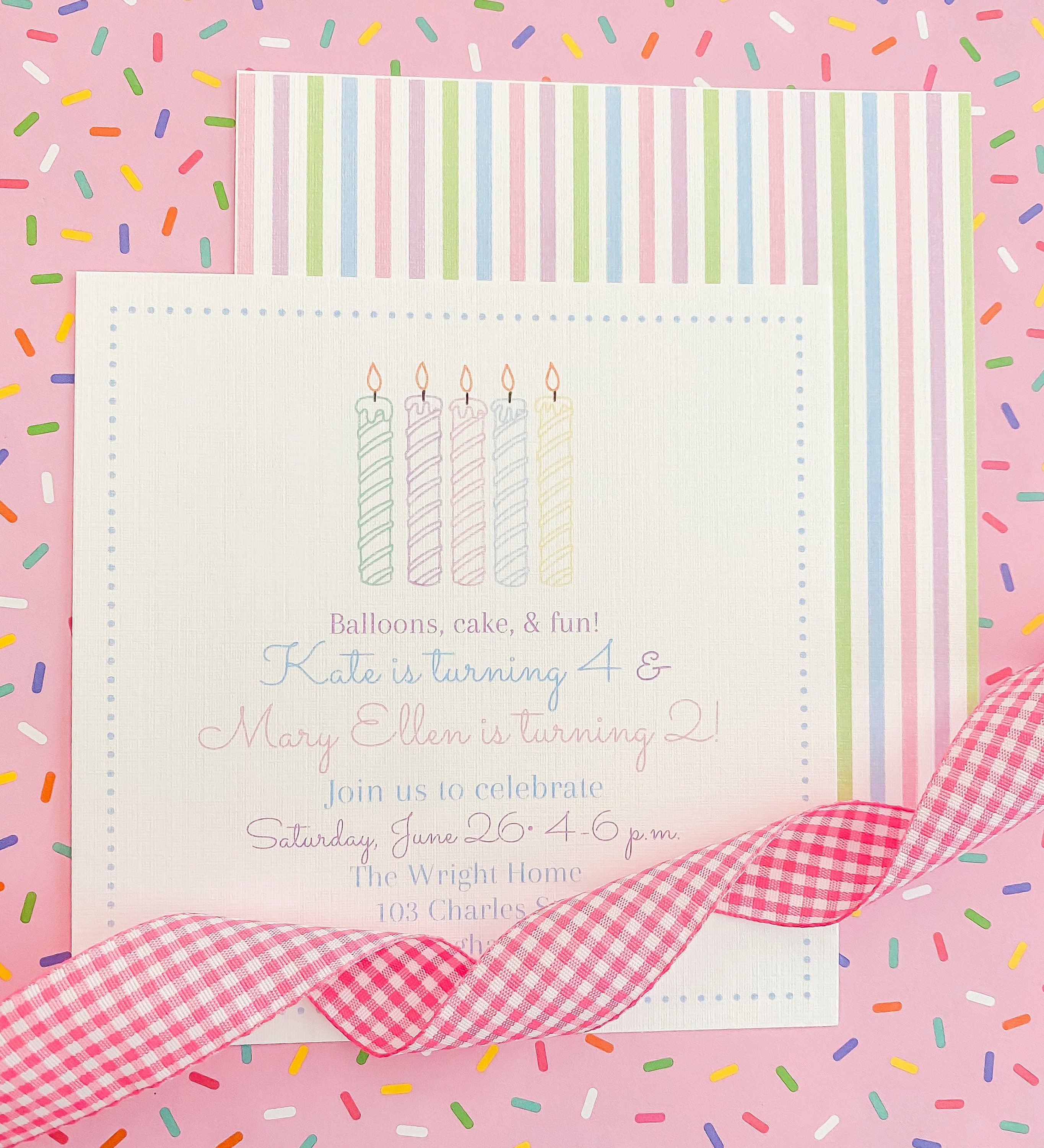 Classic Birthday Candle Invites / Birthday Invitations / Watercolor 