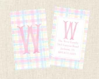 Luggage Tag Personalized Plaid Pastel Watercolor