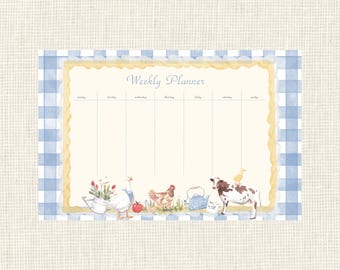 Cozy Cottage Weekly Planner Notepad 100 pages / Cottagecore Meal Planner / Organizer for family / Weekly Desk Calendar