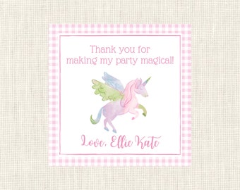 Birthday Party Favor Tags / Unicorn Party / Gift Tags / Kids / Block / Colorful