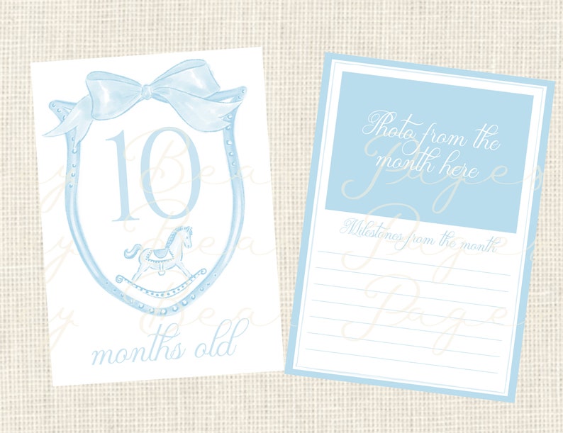 Watercolor Baby Milestone Cards Two Sided / Floral Crest / Gift / Baby ...