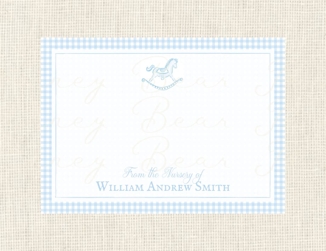 Personalized Baby Boy Stationery Watercolor / Baby Carriage / From the