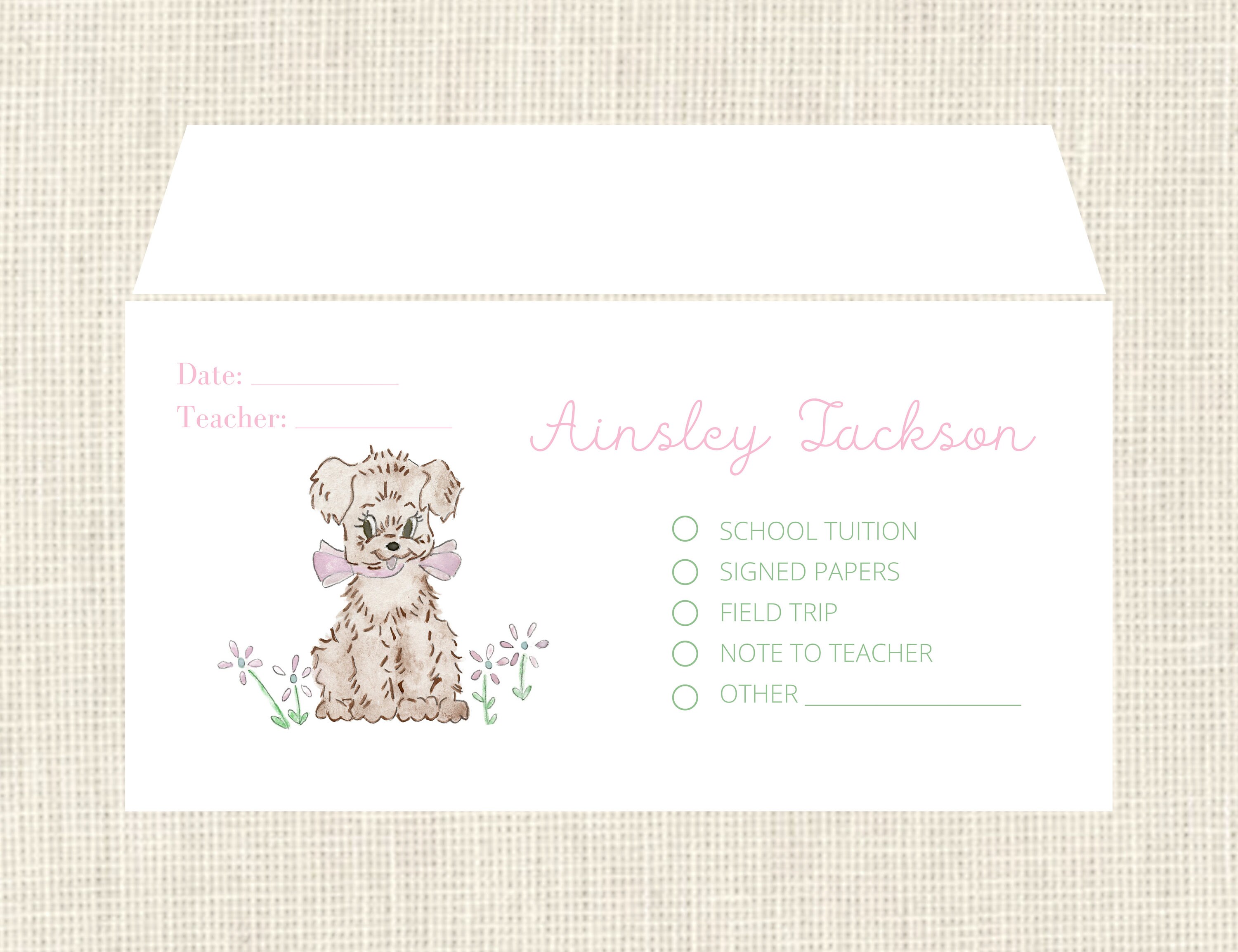 Personalized Envelopes School Envelopes for field trip Etsy