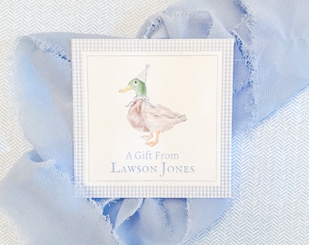 Duck gift tags watercolor / one lucky duck / birthday