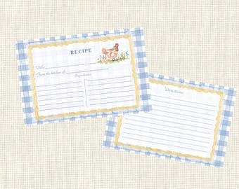 Personalized Recipe Cards Cozy Cottage Set of 10 / Enclosure Cards/ Watercolor From the kitchen of