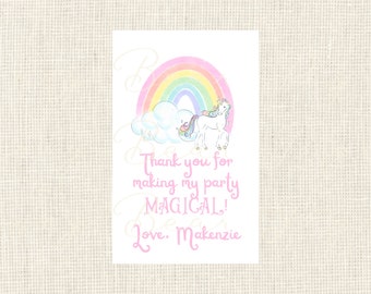Watercolor Girl Unicorn Party Favor Tags / Hang Tags