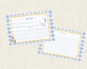 Personalized Recipe Cards Cozy Cottage Set of 10 / Enclosure Cards/ Watercolor From the kitchen of