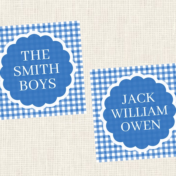 Gingham Scalloped Personalized Children's Custom Calling Cards/ Gift Tags (Set of 25)