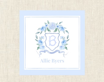 Womens Crest Enclosure Cards/ Gift Tags / Classic/ Watercolor