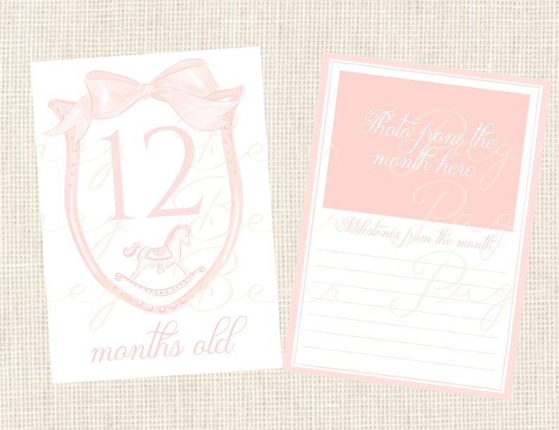 Watercolor Baby Milestone Cards Two Sided / Floral Crest / - Etsy