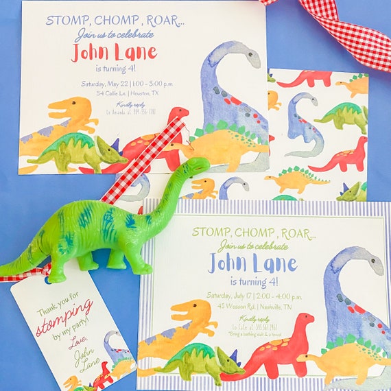 Carte Invitation Anniversaire Enfant, 12 Dinosaure Cartes d'Invitation,  avec 12 Enveloppe 12 Autocollant Set, Thème Carte D'invitation, pour Fête