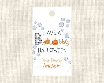 Watercolor Bubbles Halloween Tags Boo-bbly