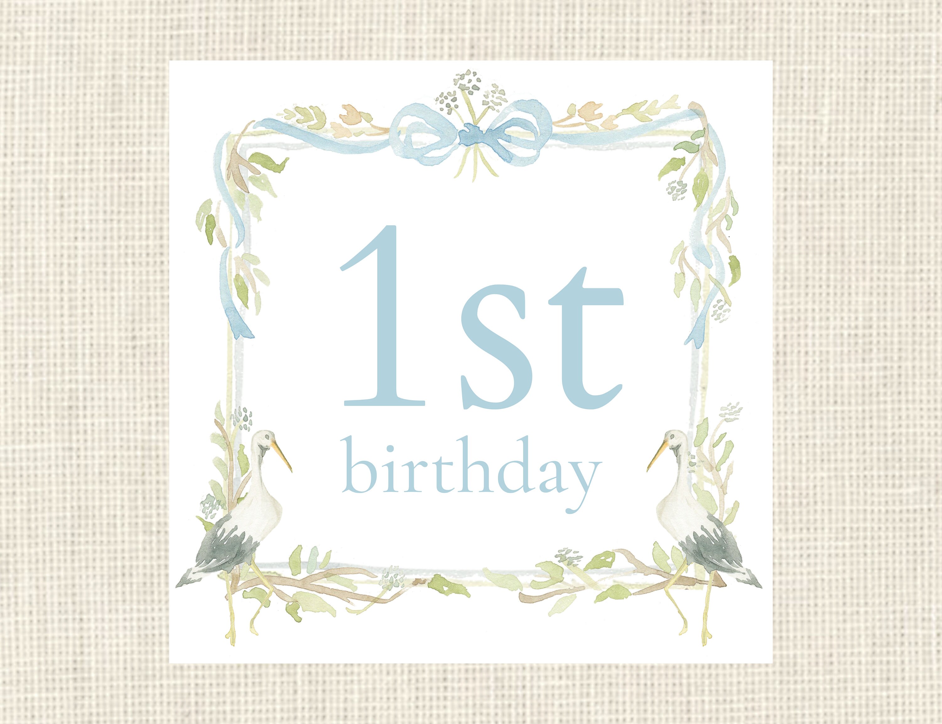 Watercolor Blue Baby Boy Stork Milestone Cards / Floral Crest - Etsy
