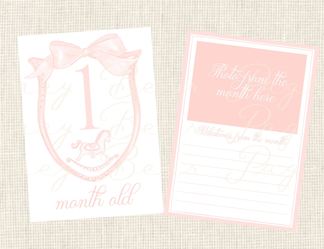 Watercolor Baby Milestone Cards Two Sided / Floral Crest / Gift / Baby ...