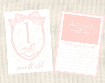 Watercolor Baby Milestone Cards Two Sided / Floral Crest / Gift / Baby ...