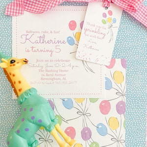 Classic Balloon Birthday Invitations / Watercolor