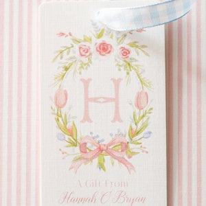 Watercolor Bow Floral Crest Gift Tags