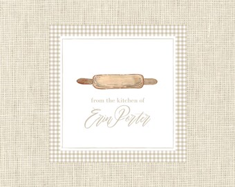 From Kitchen of Gift Tags / Enclosure Cards/ Rolling Pin/ Watercolor