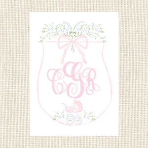 Watercolor Crest Monogram Art Print