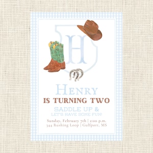 Watercolor Cowboy Birthday Invitation / Western