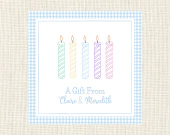 Birthday Calling Cards/ Enclosure Gift Tags Favor Tags/ Girls / Sisters / Gingham / Party