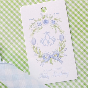Watercolor Bow Floral Crest Gift Tags