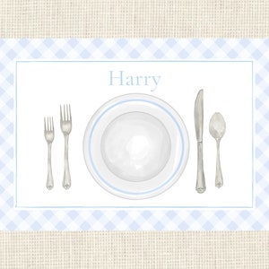 Personalized Place Setting Placemat / Gingham / Dining / Formal / Heirloom image 2