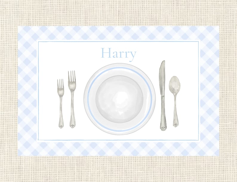 Personalized Place Setting Placemat / Gingham / Dining / Formal / Heirloom image 2
