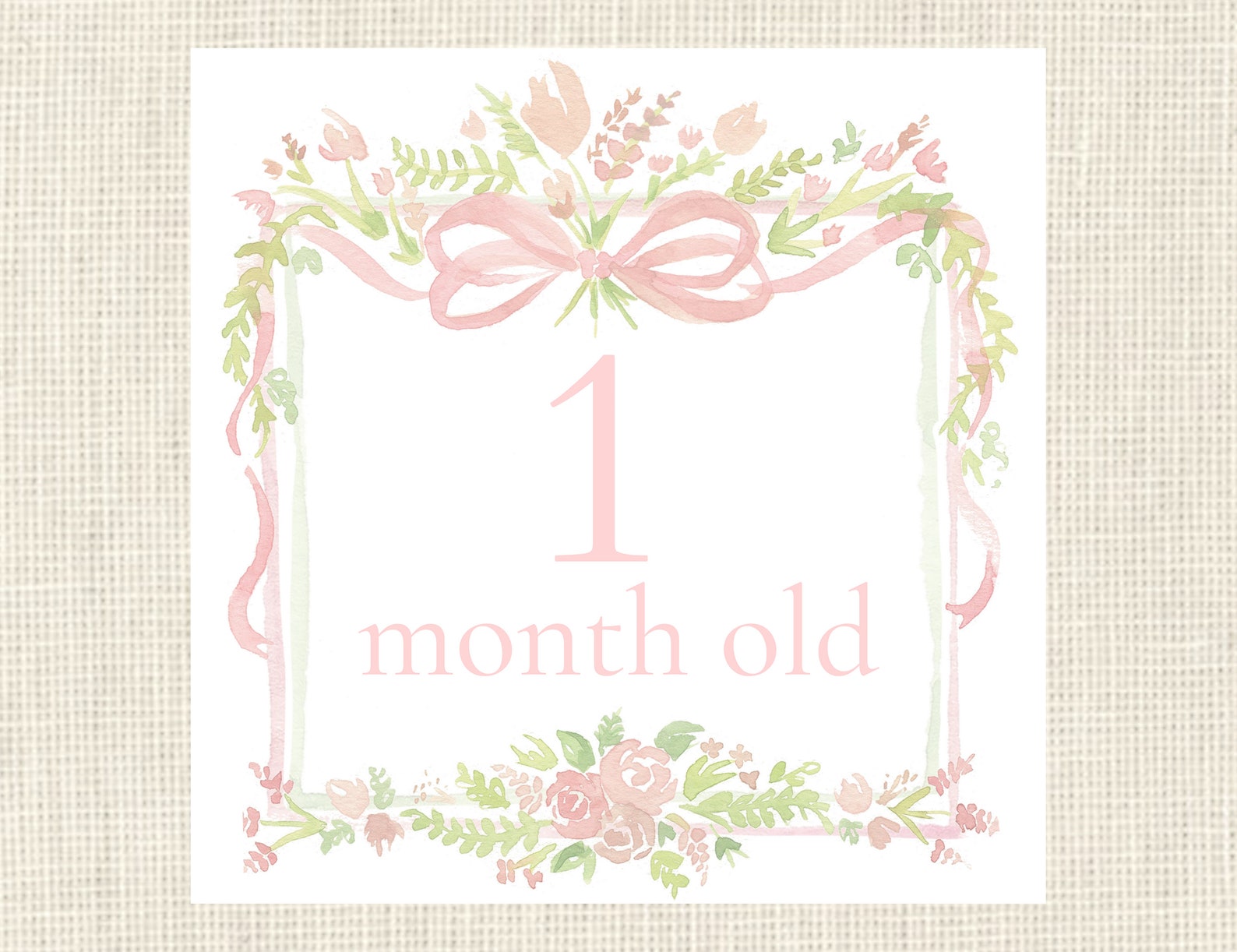 Watercolor Pink Baby Milestone Cards / Floral Crest / Gift / Baby ...