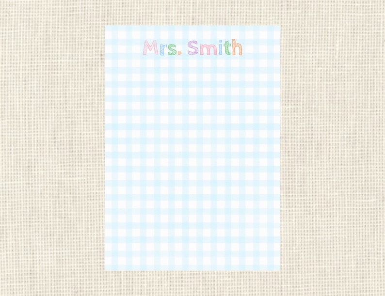 Classic Notepad Gingham Rainbow Personalized Notepad Pink 100 sheets