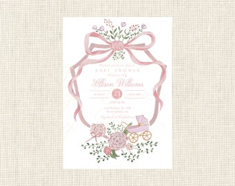 Baby Shower Invitations / Watercolor Crest
