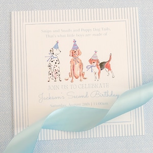 Pawty / Snips Snails / Puppy Birthday party Invitations / Watercolor